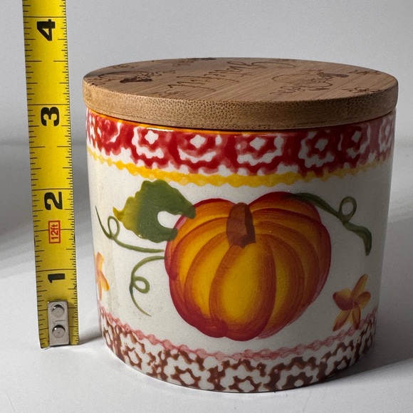 Temptations Pumpkin Ceramic Canisters Jars & Bamboo Lids Grateful & Together - Picture 8 of 8